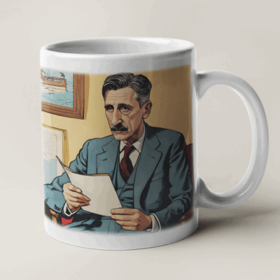 Kubek George Orwell Portret Czyta